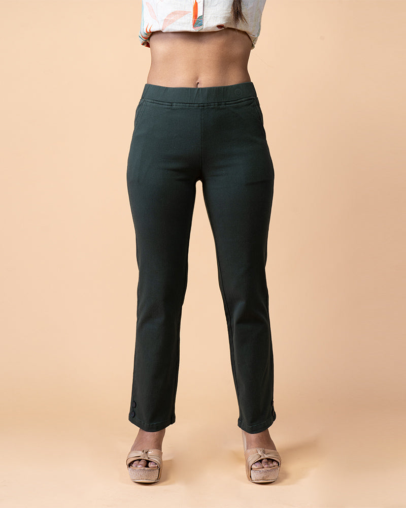 Bottle Green Slim Fit Pants