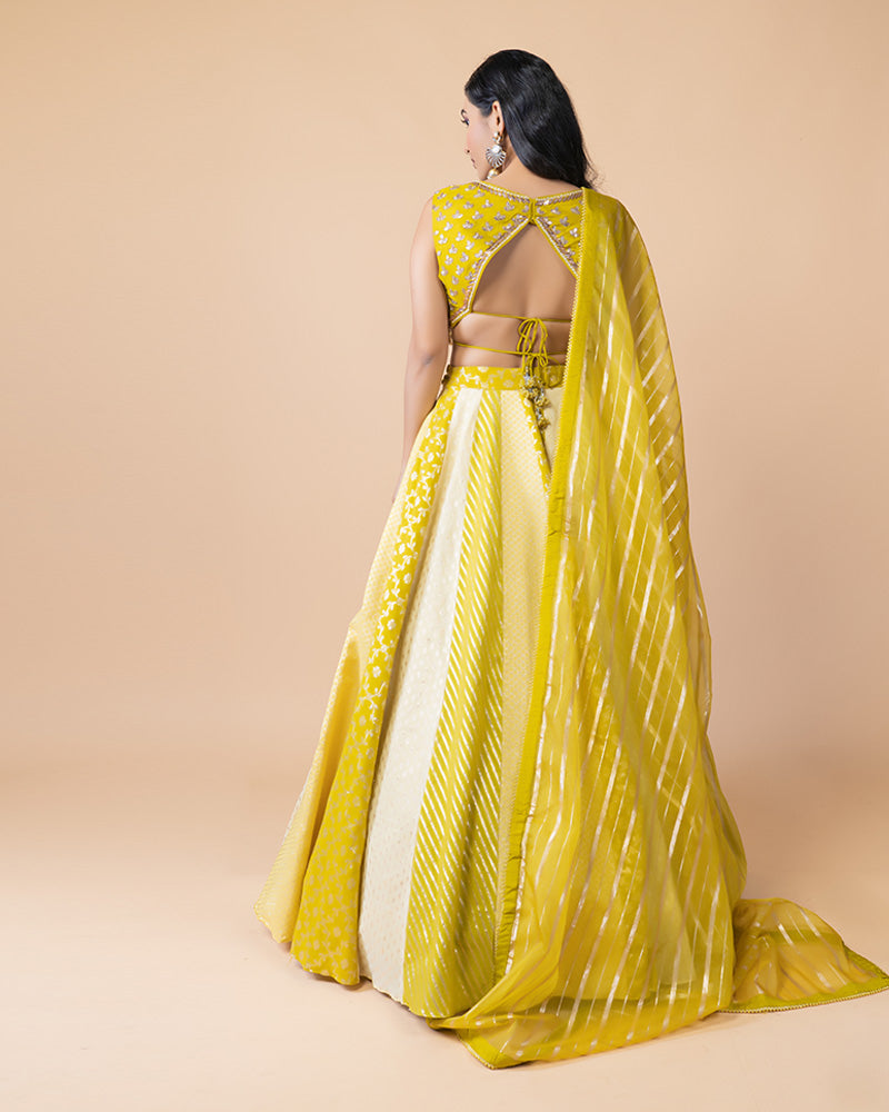 Bright Lime Yellow Lehenga Choli with Matching Dupatta