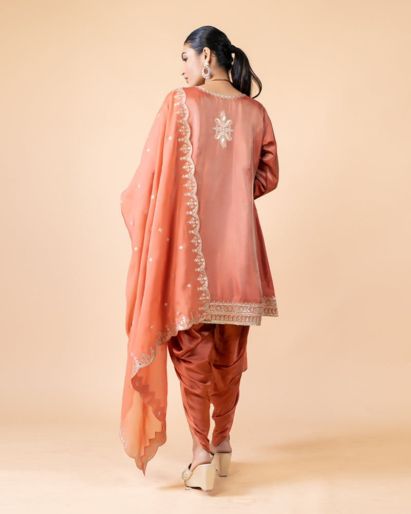 Copper Orange Dhoti Salwar Set