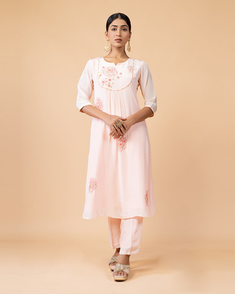 Crepe Pink Silk Salwar Kameez