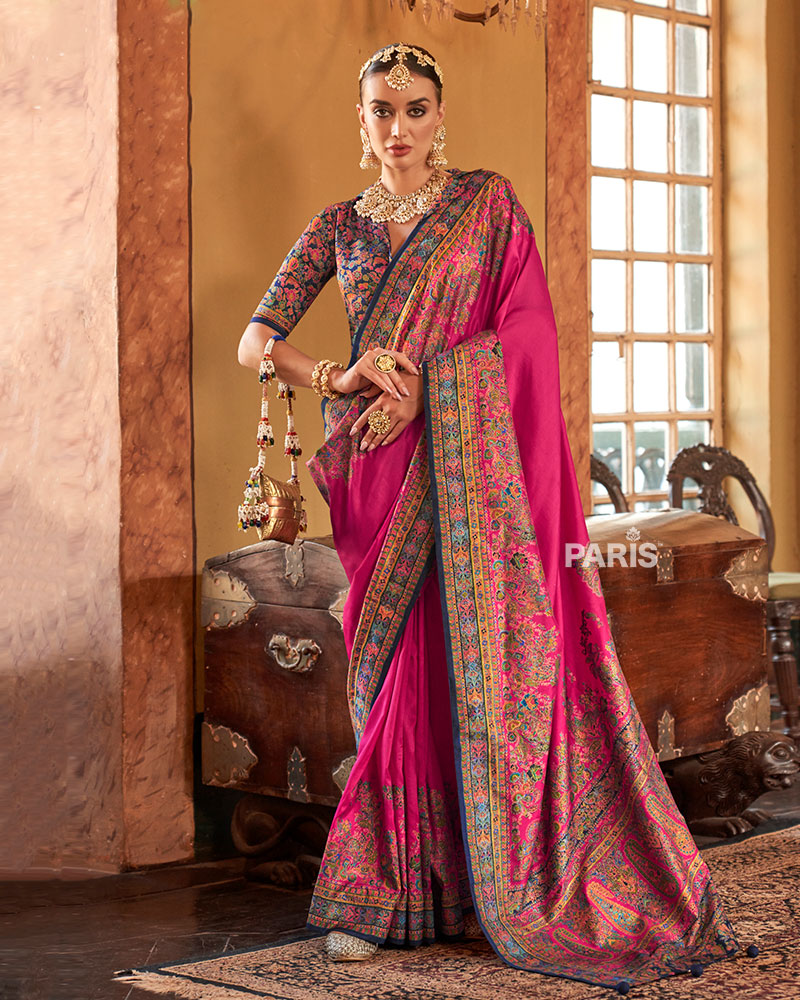 Mustard Yellow Silk Saree with Paisley Design