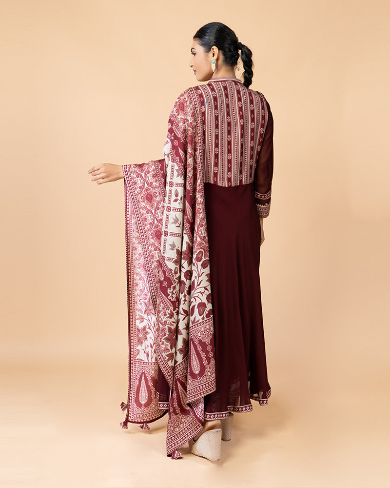 Maroon Embellished Salwar Kameez Set with Intricate Detailing