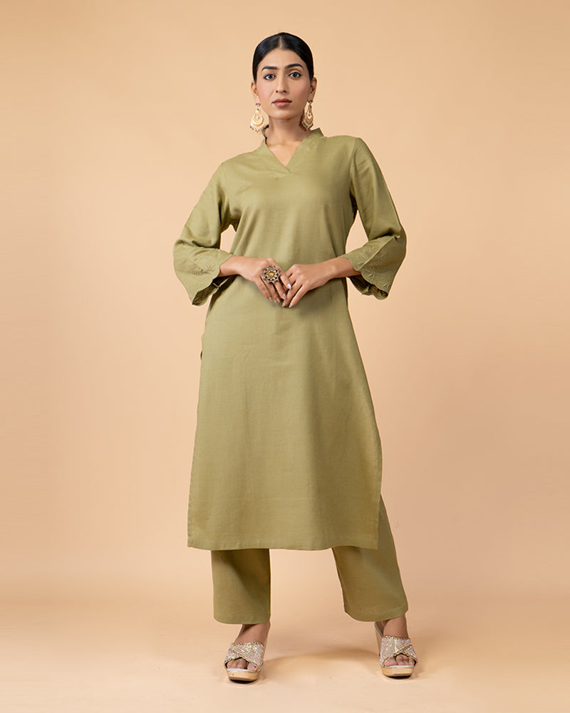 Mehendi Green Embellished Salwar Kameez