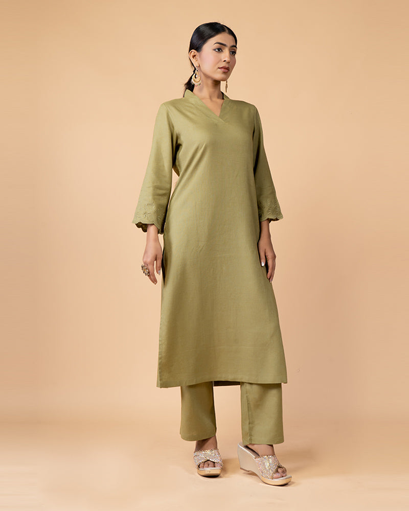 Mehendi Green Embellished Salwar Kameez