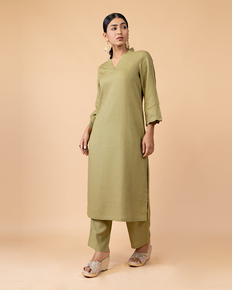 Mehendi Green Embellished Salwar Kameez