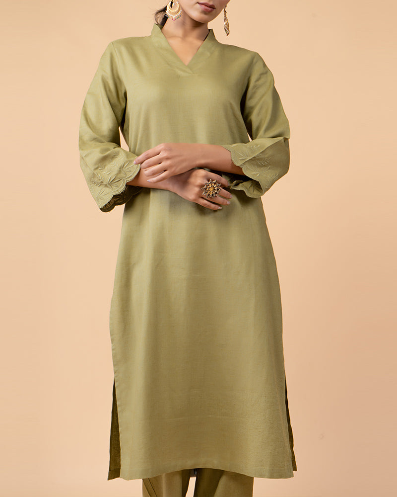 Mehendi Green Embellished Salwar Kameez