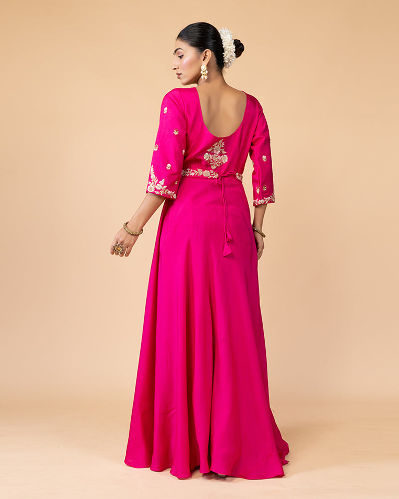 Pink Full-Length Draped Gown