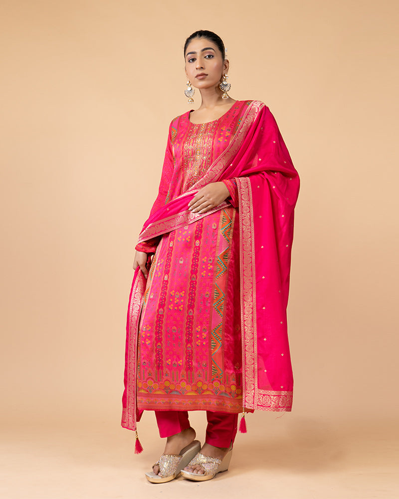 Pink Salwar Kameez with Embellished Dupatta