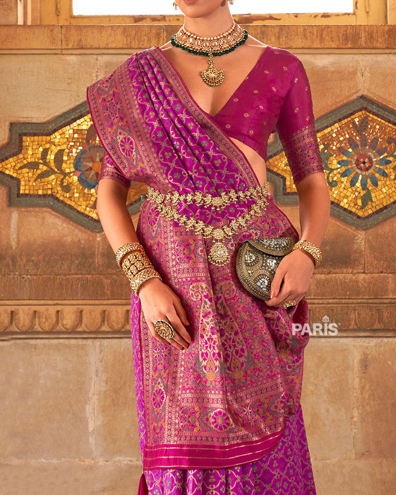 Purple_and_Pink_Border_Banarasi_Jacquard_Silk_Saree_with_Unstitched_Blouse_03