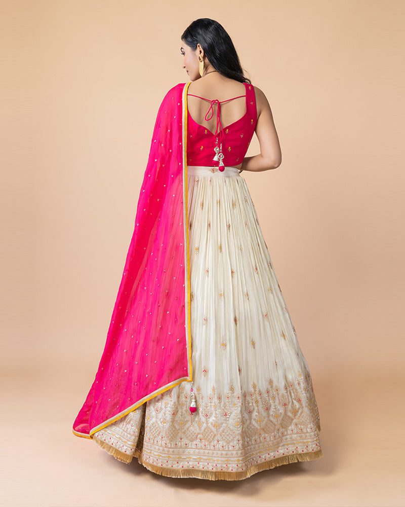 Pink Choli with Lehenga and Dupatta for Wedding