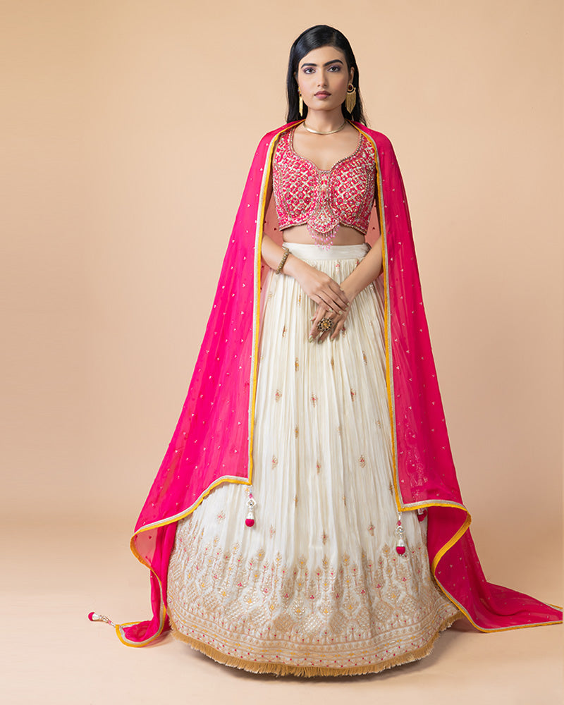 Pink Choli with Lehenga and Dupatta for Wedding