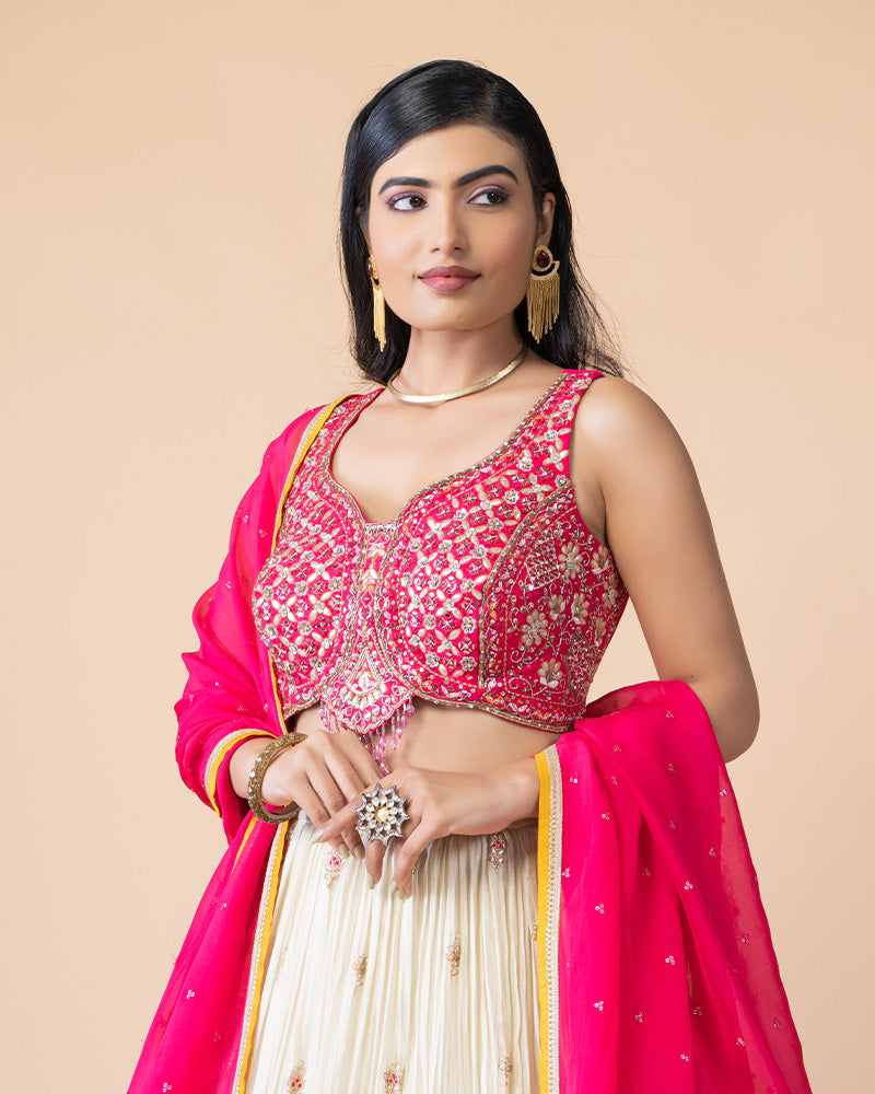 Pink Choli with Lehenga and Dupatta for Wedding