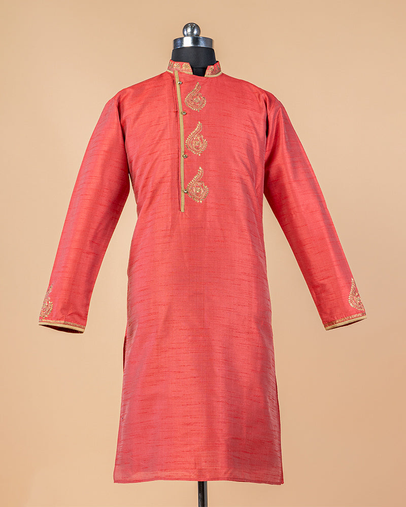 Red Silk Kurta Pajama Set