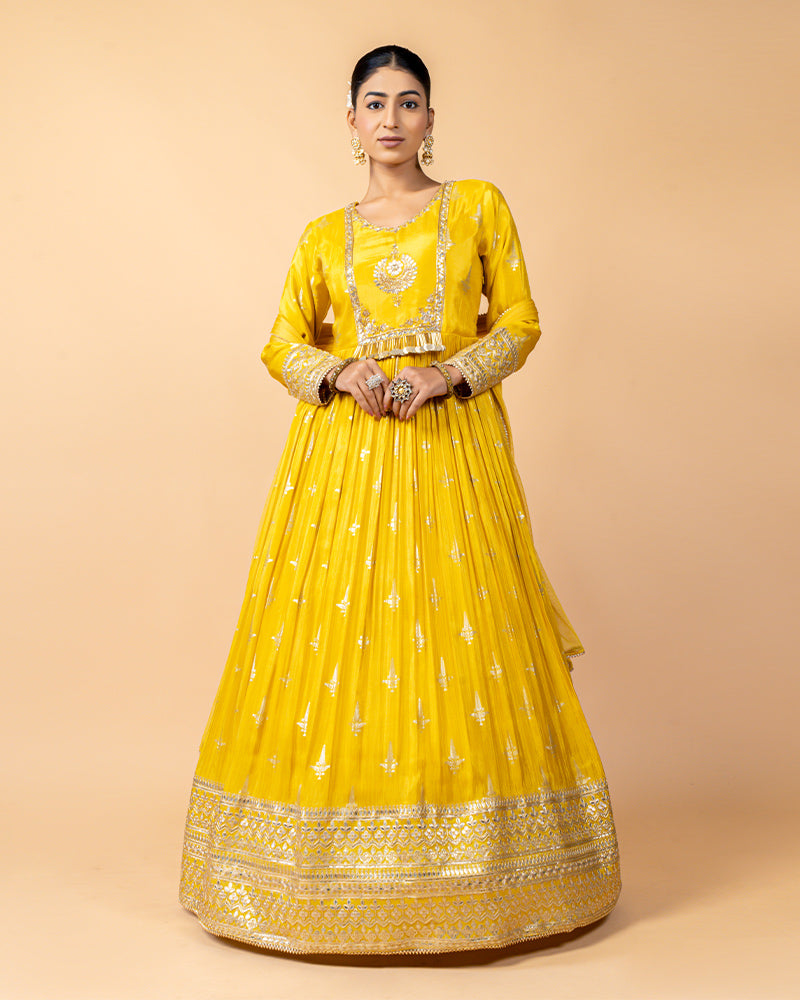 Turmeric Yellow Georgette Anarkali Suit with Dupatta