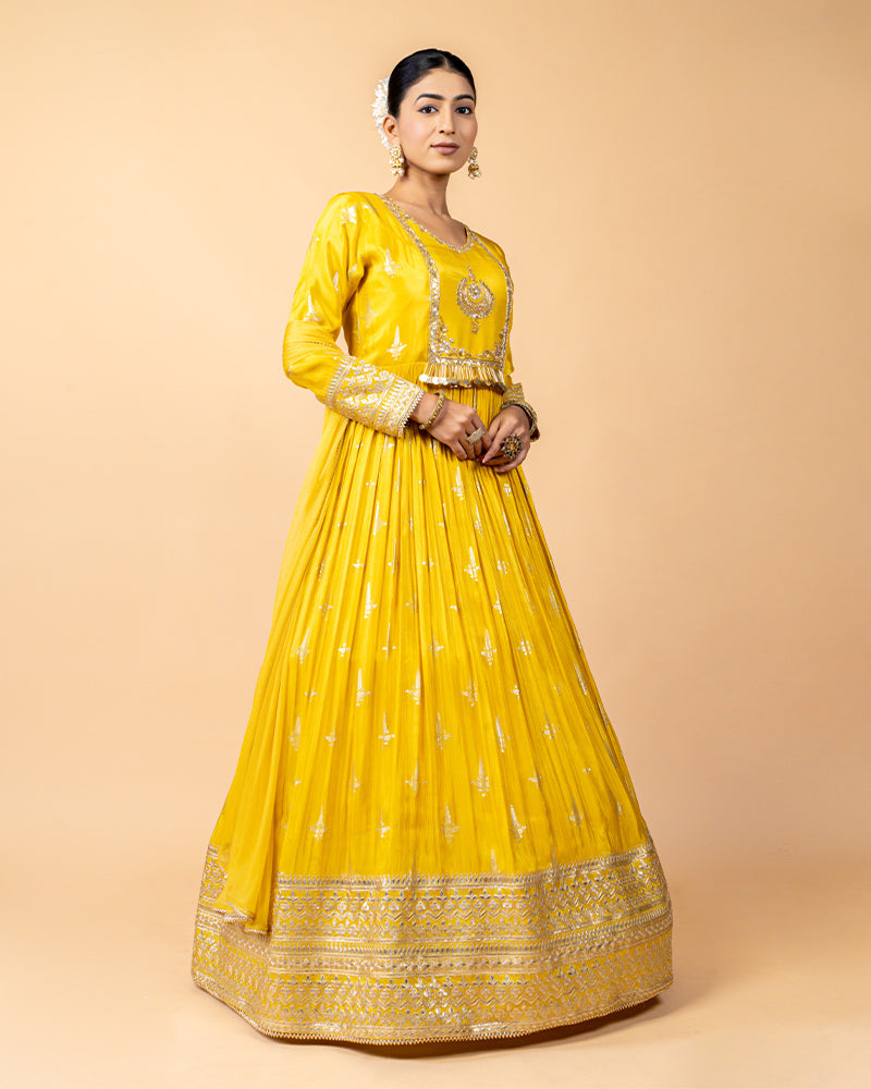 Turmeric Yellow Georgette Anarkali Suit with Dupatta