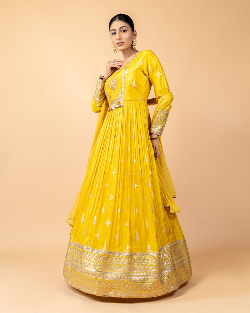 Turmeric Yellow Georgette Anarkali Suit with Dupatta