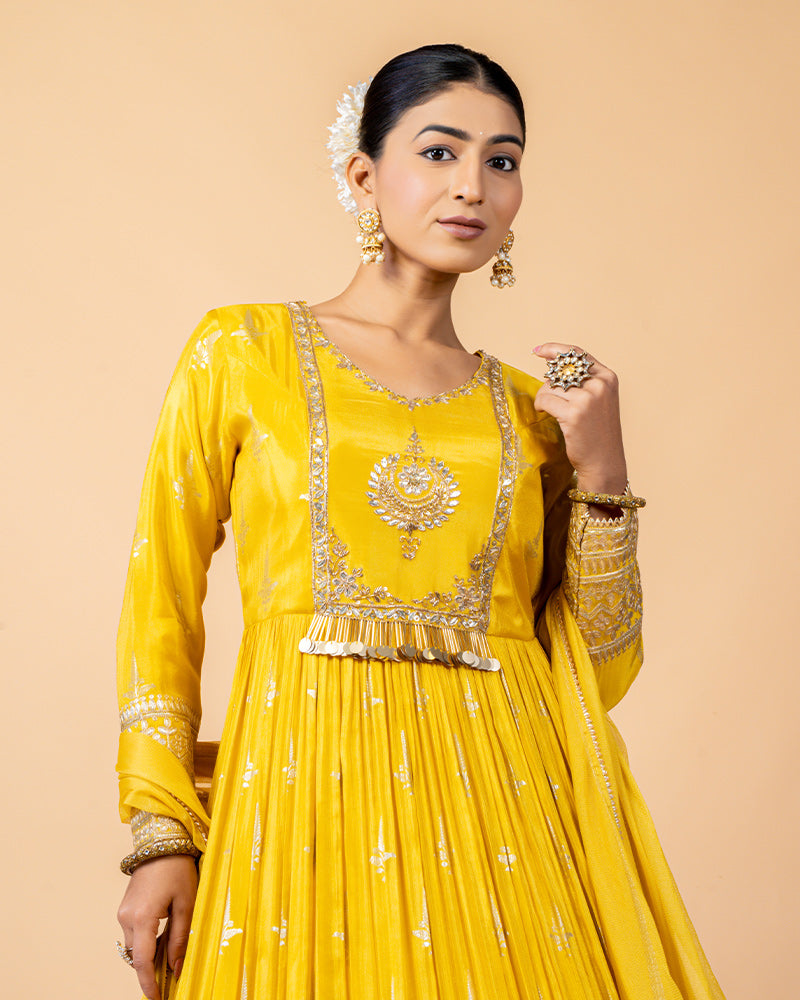 Turmeric Yellow Georgette Anarkali Suit with Dupatta