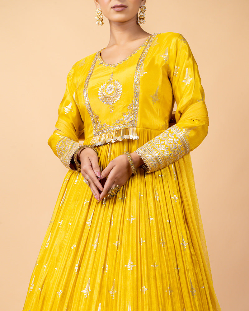 Turmeric Yellow Georgette Anarkali Suit with Dupatta