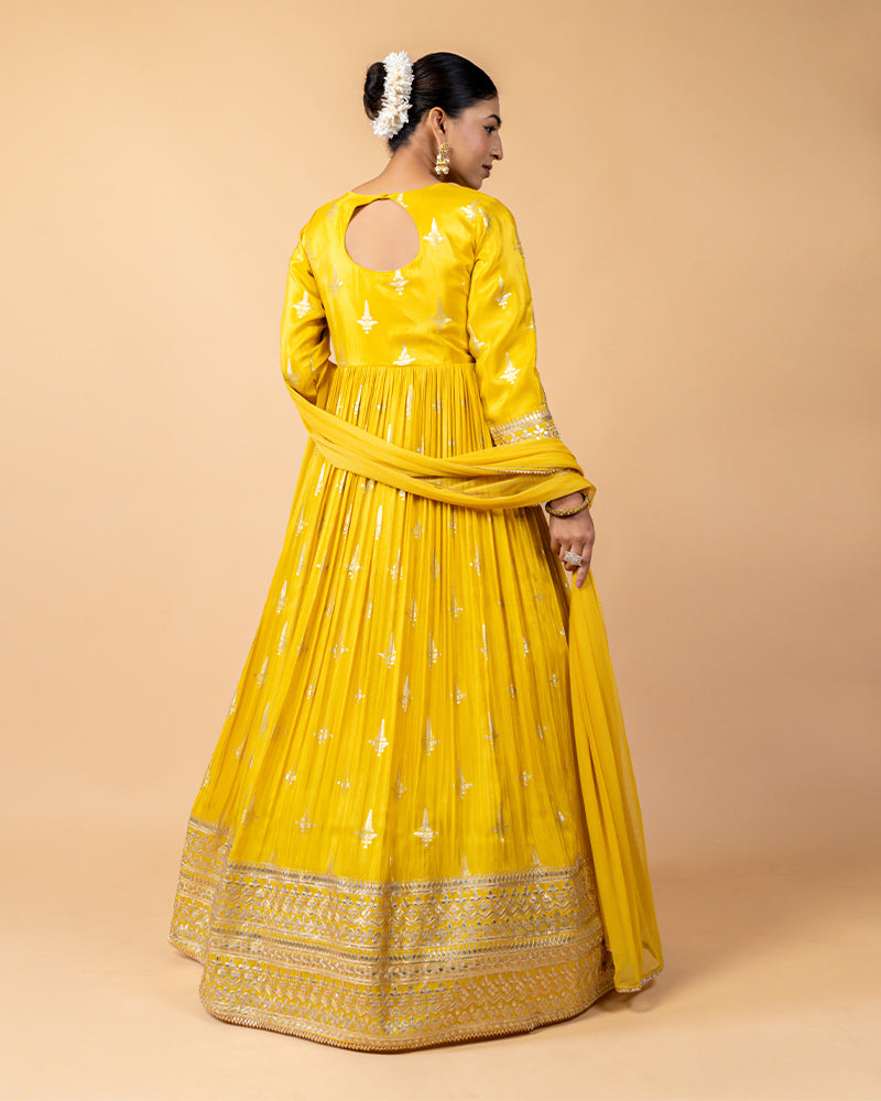 Turmeric Yellow Georgette Anarkali Suit with Dupatta