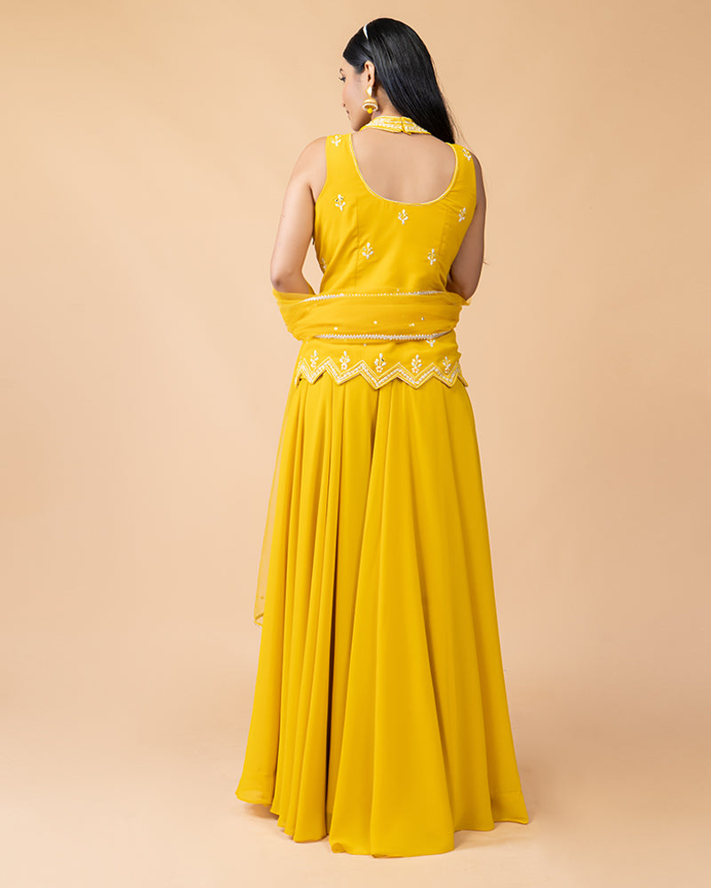 Yellow Palazzo with Plum Top with Dupatta