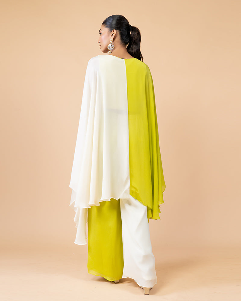 Yellow White Georgette Coordinated Outfit